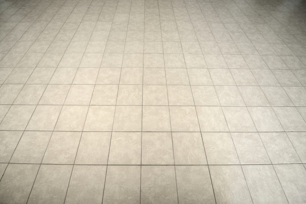 Gray tiled floor