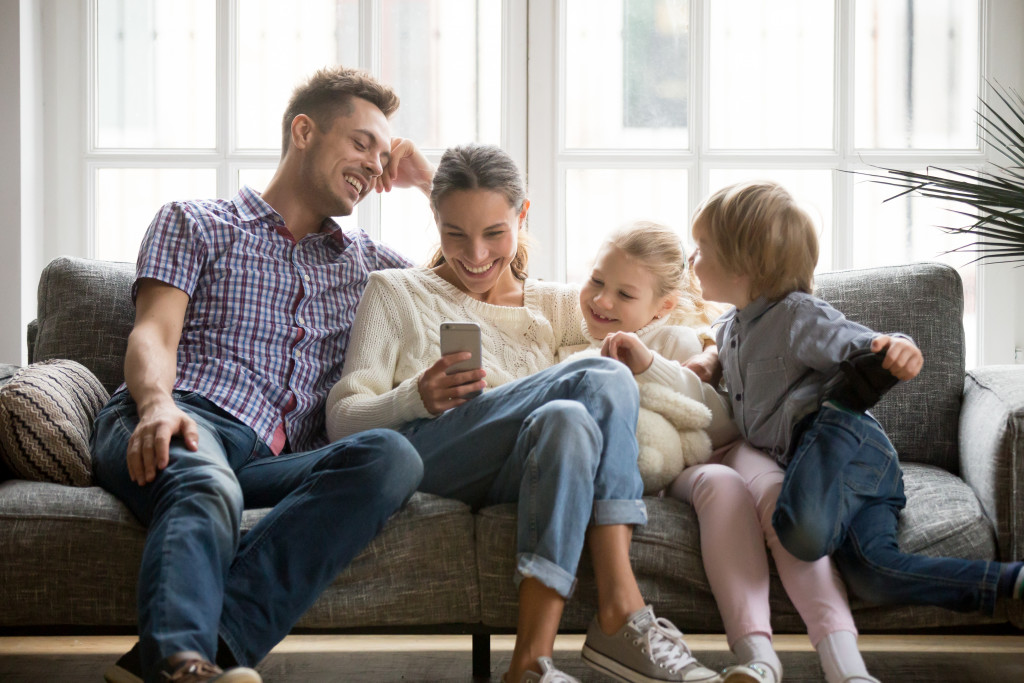 family sitting on the couch